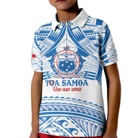 Toa Samoa Rugby Custom Kid Polo Shirt Uso aso uma Samoan Pattern White LT14 Kid White - Polynesian Pride