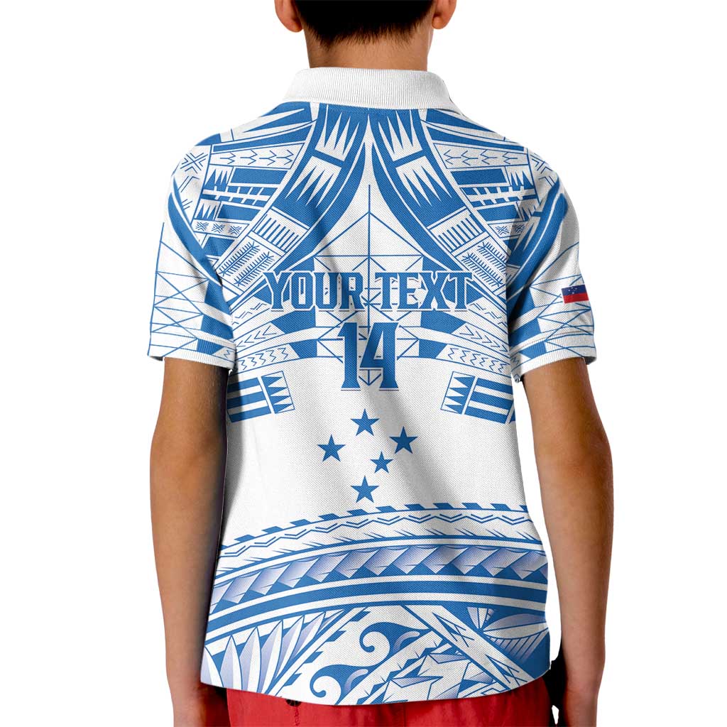 Toa Samoa Rugby Custom Kid Polo Shirt Uso aso uma Samoan Pattern White LT14 - Polynesian Pride