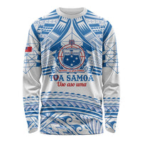 Toa Samoa Rugby Custom Long Sleeve Shirt Uso aso uma Samoan Pattern White LT14 Unisex White - Polynesian Pride