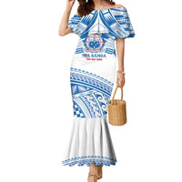 Toa Samoa Rugby Custom Mermaid Dress Uso aso uma Samoan Pattern White LT14 Women White - Polynesian Pride