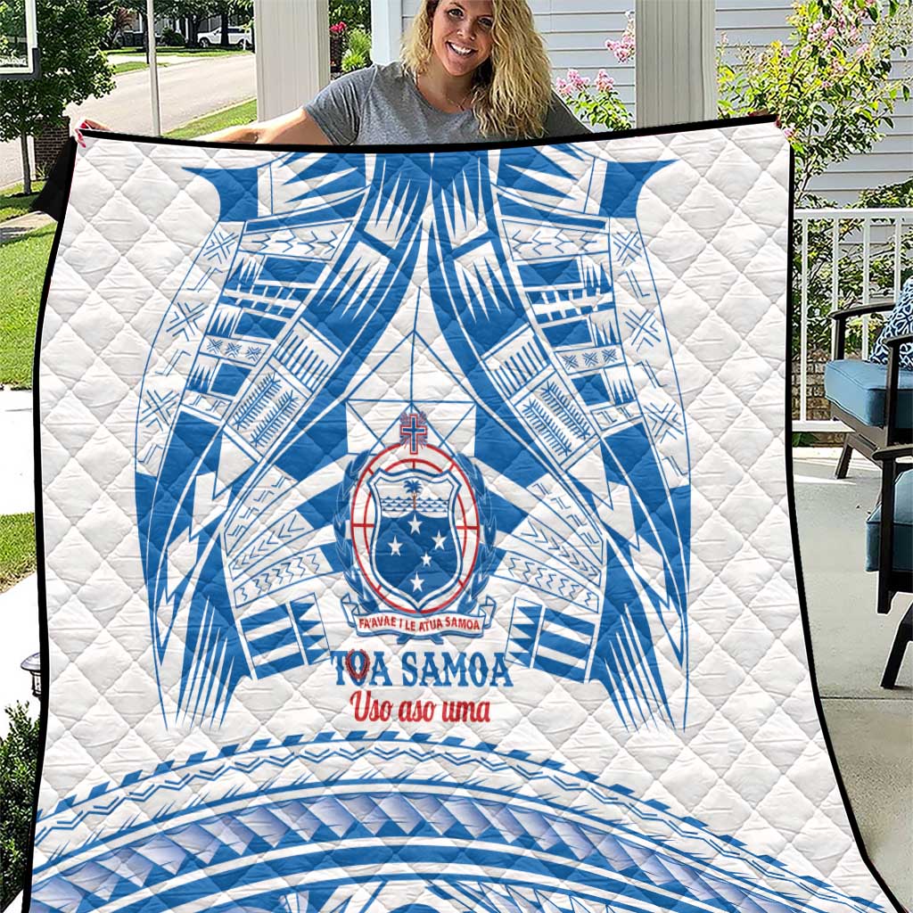 Toa Samoa Rugby Custom Quilt Uso aso uma Samoan Pattern White LT14 White - Polynesian Pride