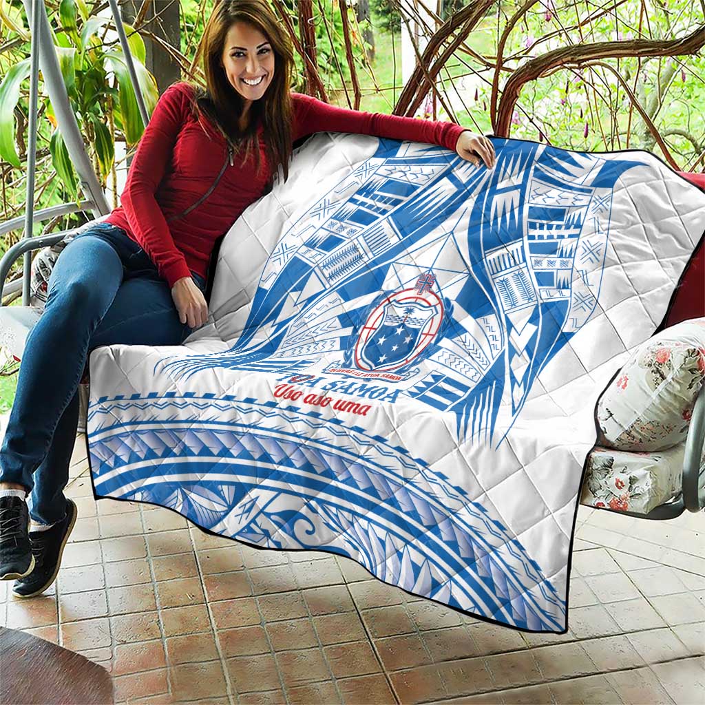 Toa Samoa Rugby Custom Quilt Uso aso uma Samoan Pattern White LT14 - Polynesian Pride