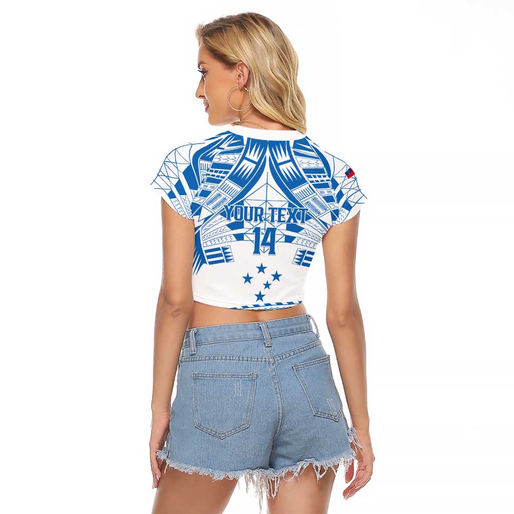 Toa Samoa Rugby Custom Raglan Cropped T Shirt Uso aso uma Samoan Pattern White LT14 - Polynesian Pride