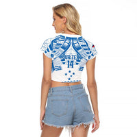 Toa Samoa Rugby Custom Raglan Cropped T Shirt Uso aso uma Samoan Pattern White LT14 - Polynesian Pride