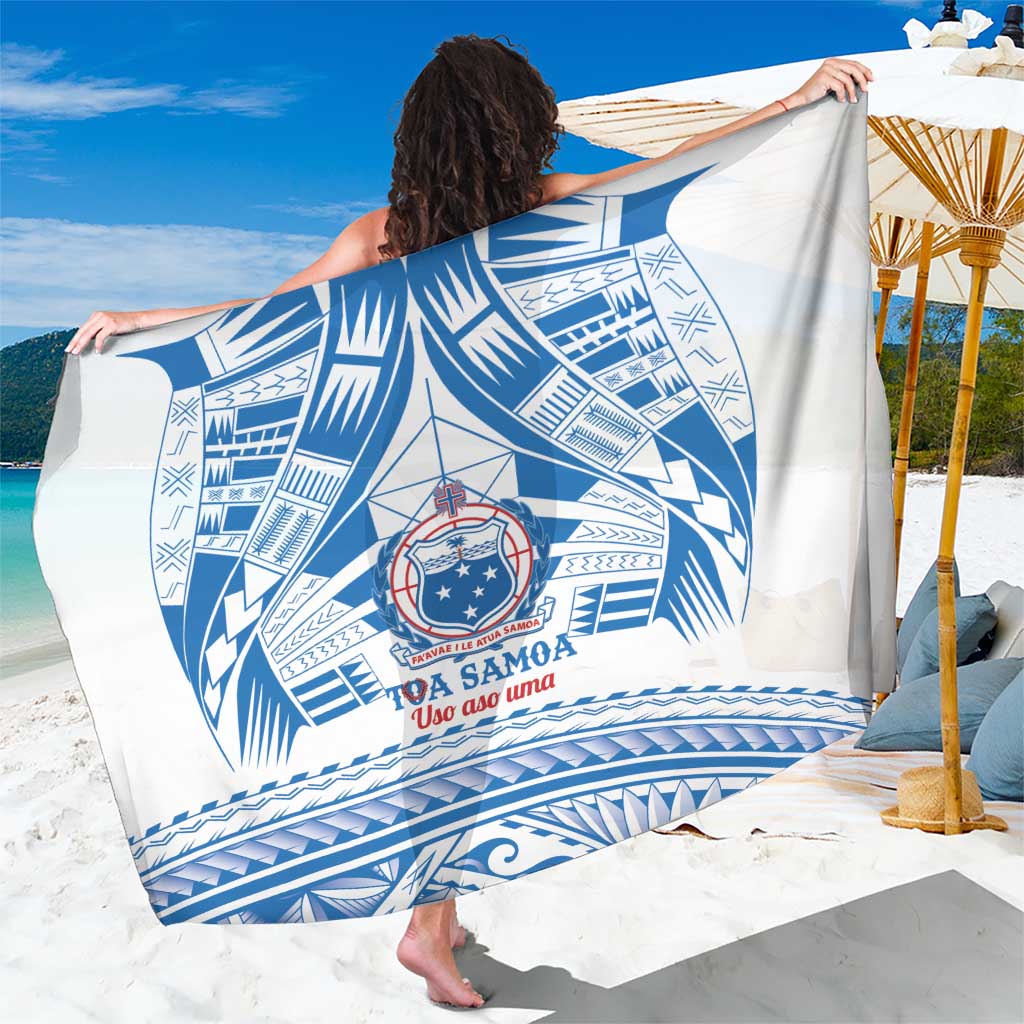 Toa Samoa Rugby Custom Sarong Uso aso uma Samoan Pattern White LT14 One Size 44 x 66 inches White - Polynesian Pride