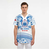 Toa Samoa Rugby Custom Scrub Top Uso aso uma Samoan Pattern White LT14 - Polynesian Pride