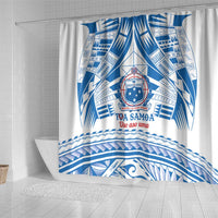 Toa Samoa Rugby Custom Shower Curtain Uso aso uma Samoan Pattern White LT14 - Polynesian Pride