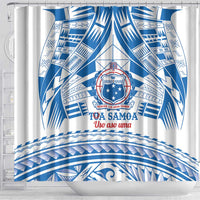 Toa Samoa Rugby Custom Shower Curtain Uso aso uma Samoan Pattern White LT14 - Polynesian Pride