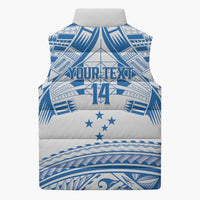Toa Samoa Rugby Custom Sleeveless Puffer Jacket Uso aso uma Samoan Pattern White LT14 - Polynesian Pride