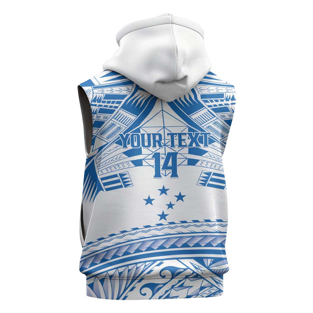 Toa Samoa Rugby Custom Sleeveless Zip Hoodie Uso aso uma Samoan Pattern White LT14 - Polynesian Pride