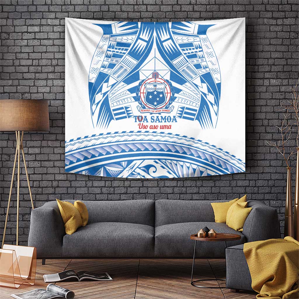 Toa Samoa Rugby Custom Tapestry Uso aso uma Samoan Pattern White LT14 White - Polynesian Pride