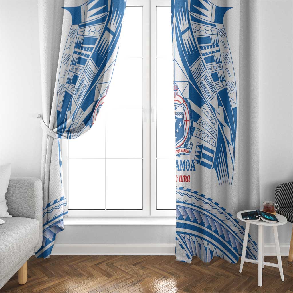 Toa Samoa Rugby Custom Window Curtain Uso aso uma Samoan Pattern White LT14 - Polynesian Pride