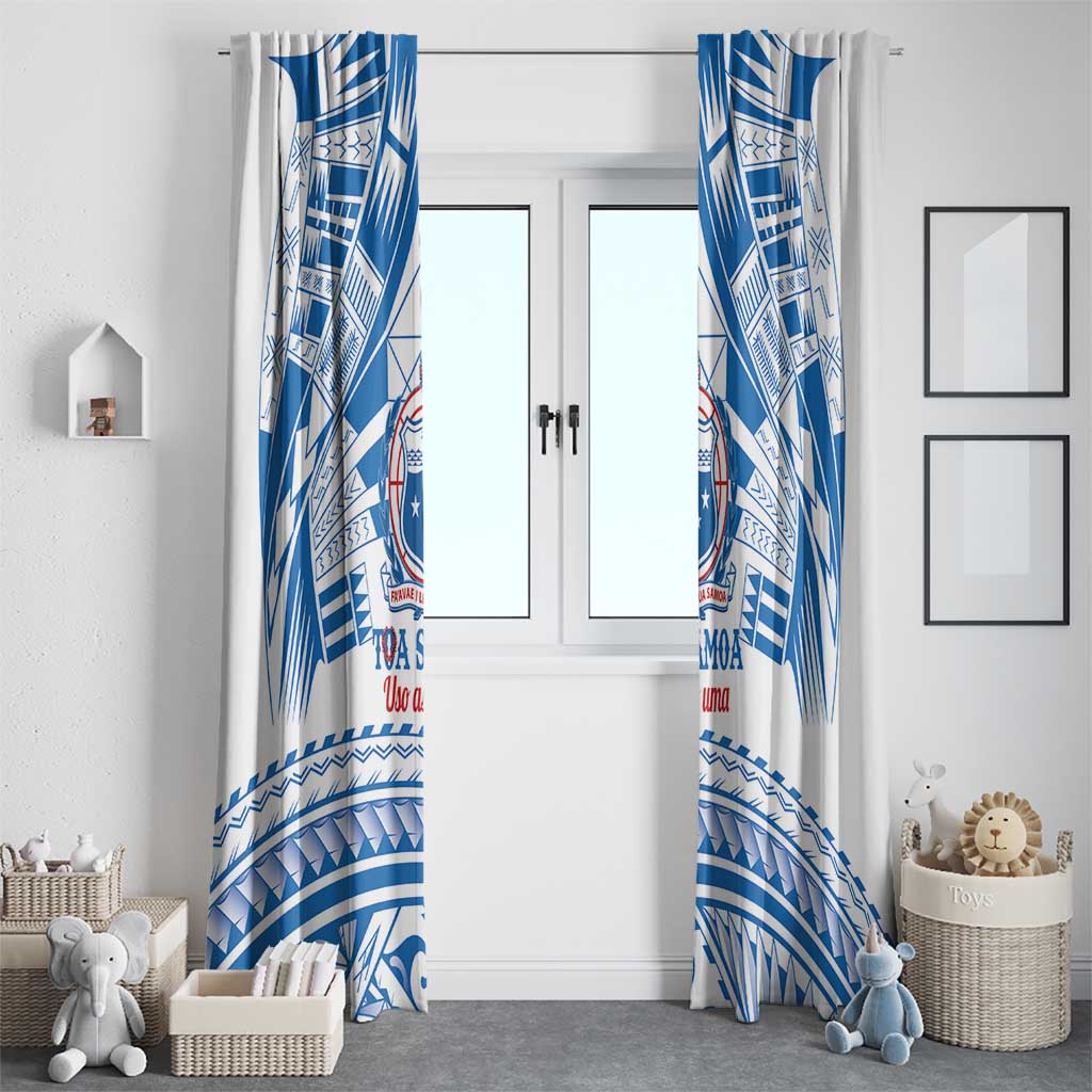 Toa Samoa Rugby Custom Window Curtain Uso aso uma Samoan Pattern White LT14 - Polynesian Pride