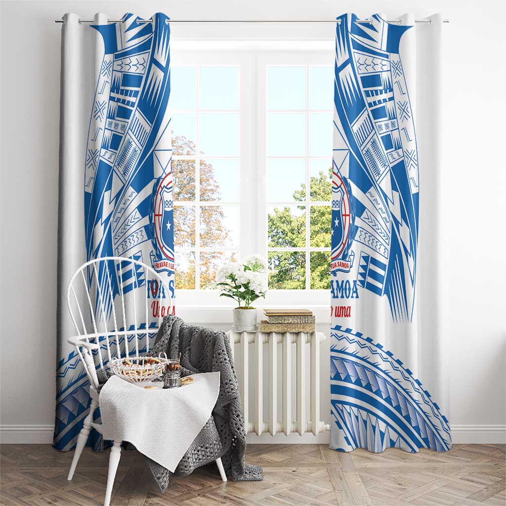 Toa Samoa Rugby Custom Window Curtain Uso aso uma Samoan Pattern White LT14 - Polynesian Pride