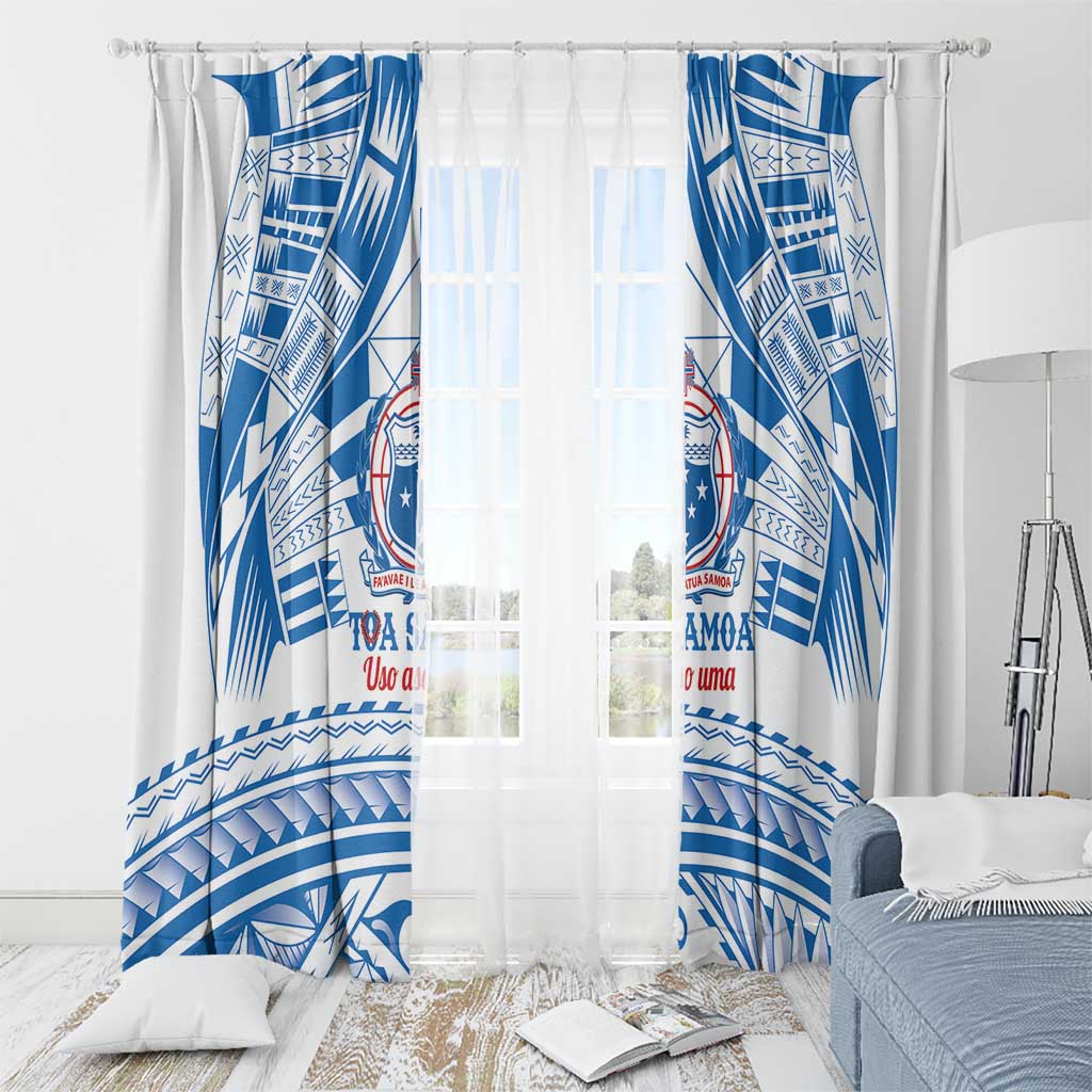 Toa Samoa Rugby Custom Window Curtain Uso aso uma Samoan Pattern White LT14 - Polynesian Pride