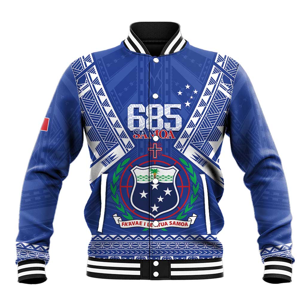 Personalised Samoa 685 Baseball Jacket Samoan Pride Coat Of Arms LT14 Unisex Blue - Polynesian Pride