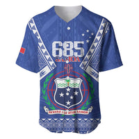 Personalised Samoa 685 Baseball Jersey Samoan Pride Coat Of Arms LT14 Blue - Polynesian Pride