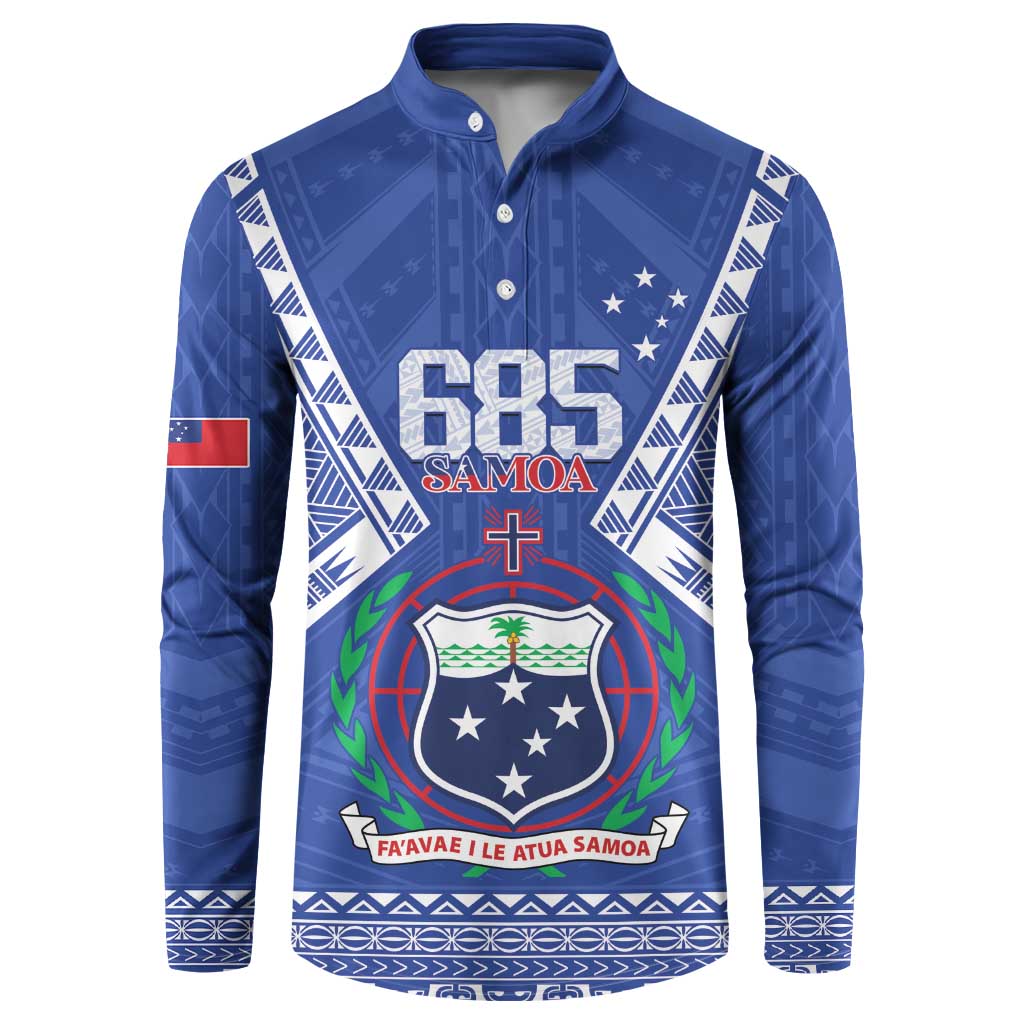 Personalised Samoa 685 Button Sweatshirt Samoan Pride Coat Of Arms LT14 Blue - Polynesian Pride