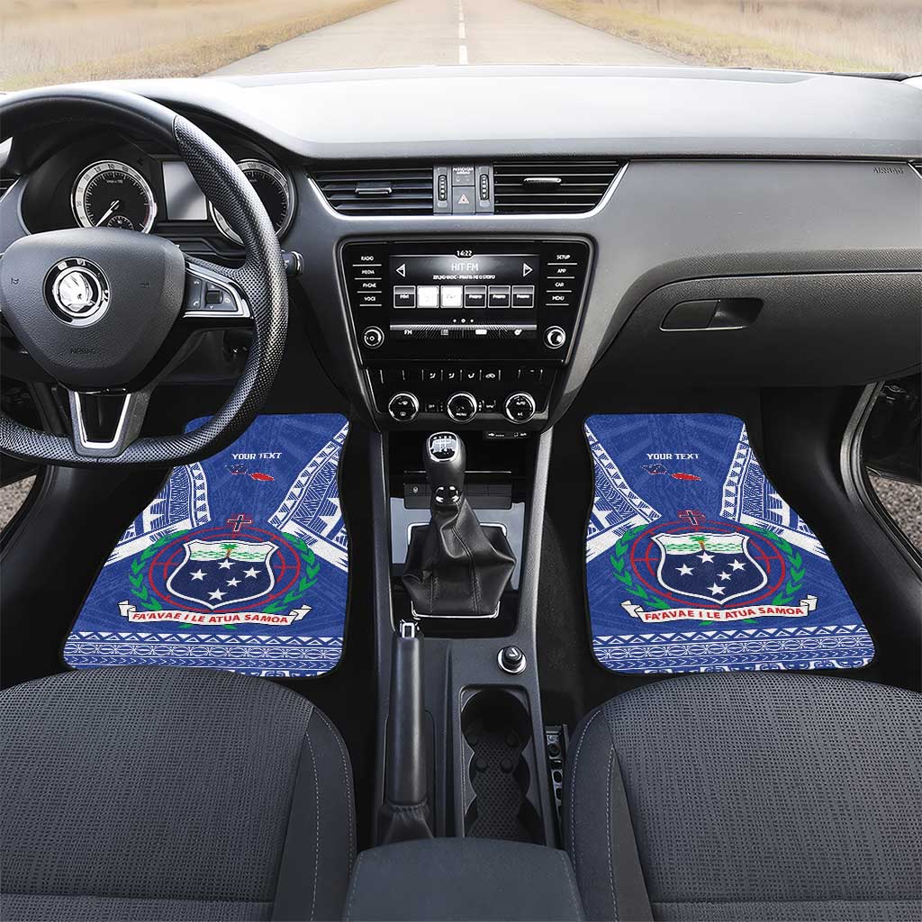 Personalised Samoa 685 Car Mats Samoan Pride Coat Of Arms LT14 Set 2pcs - Front Blue - Polynesian Pride