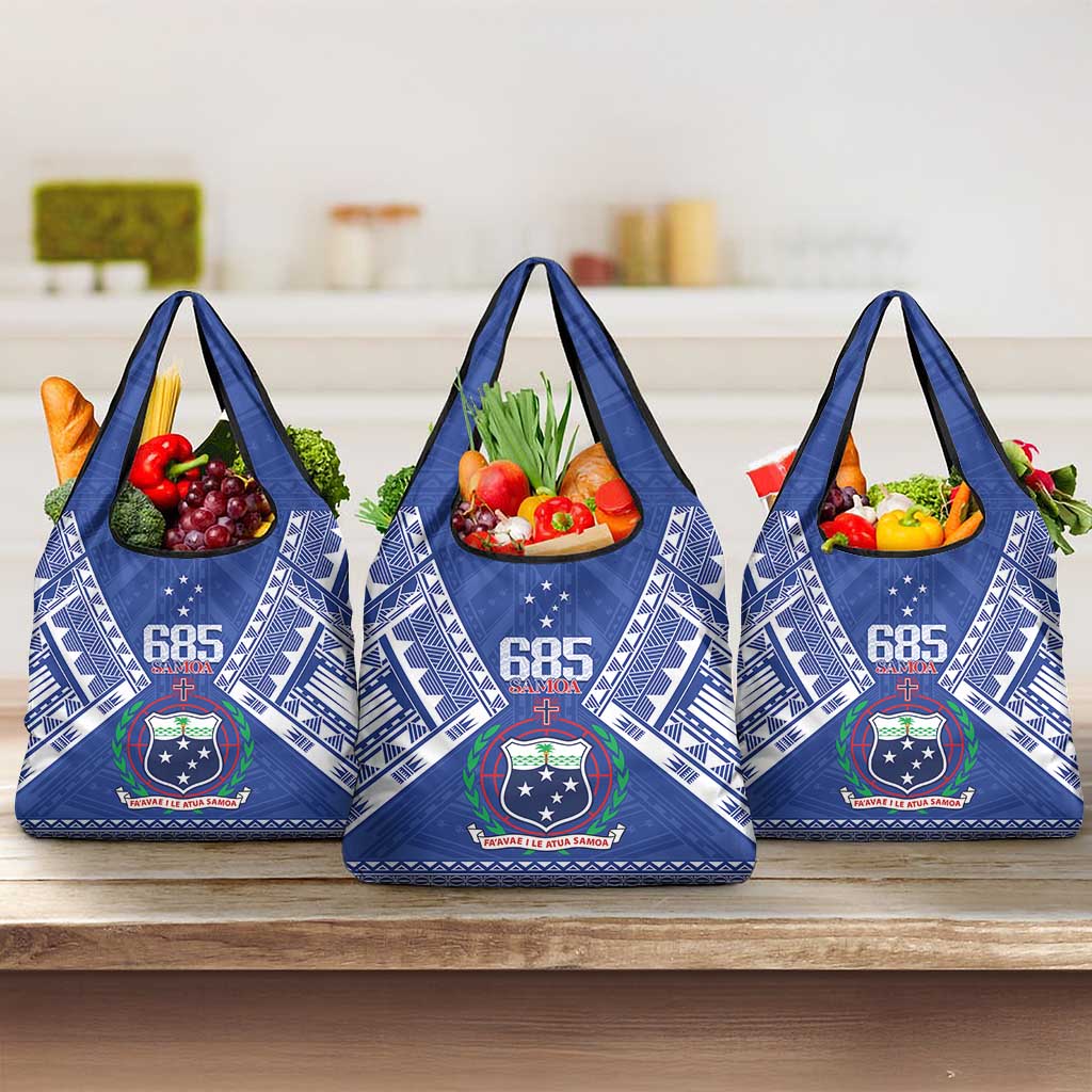 Samoa 685 Grocery Bag Samoan Pride Coat Of Arms LT14 3-pack One Size Blue - Polynesian Pride