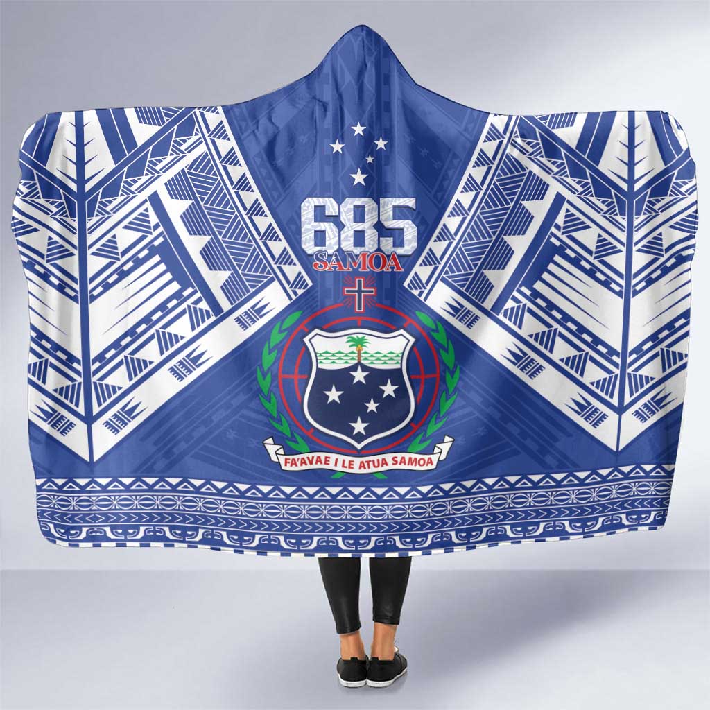 Samoa 685 Hooded Blanket Samoan Pride Coat Of Arms LT14 One Size Blue - Polynesian Pride