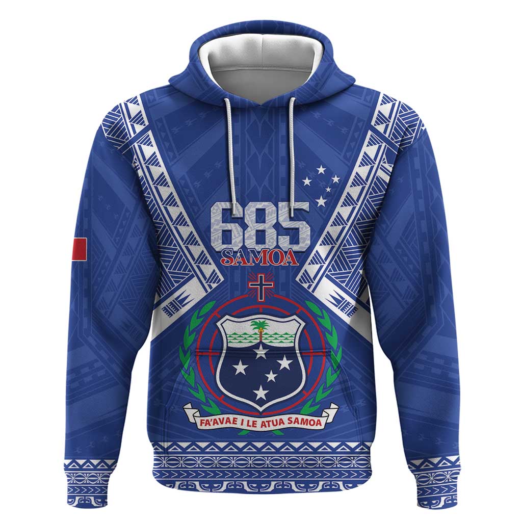 Personalised Samoa 685 Hoodie Samoan Pride Coat Of Arms LT14 Pullover Hoodie Blue - Polynesian Pride