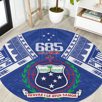 Samoa 685 Round Carpet Samoan Pride Coat Of Arms LT14 Blue - Polynesian Pride