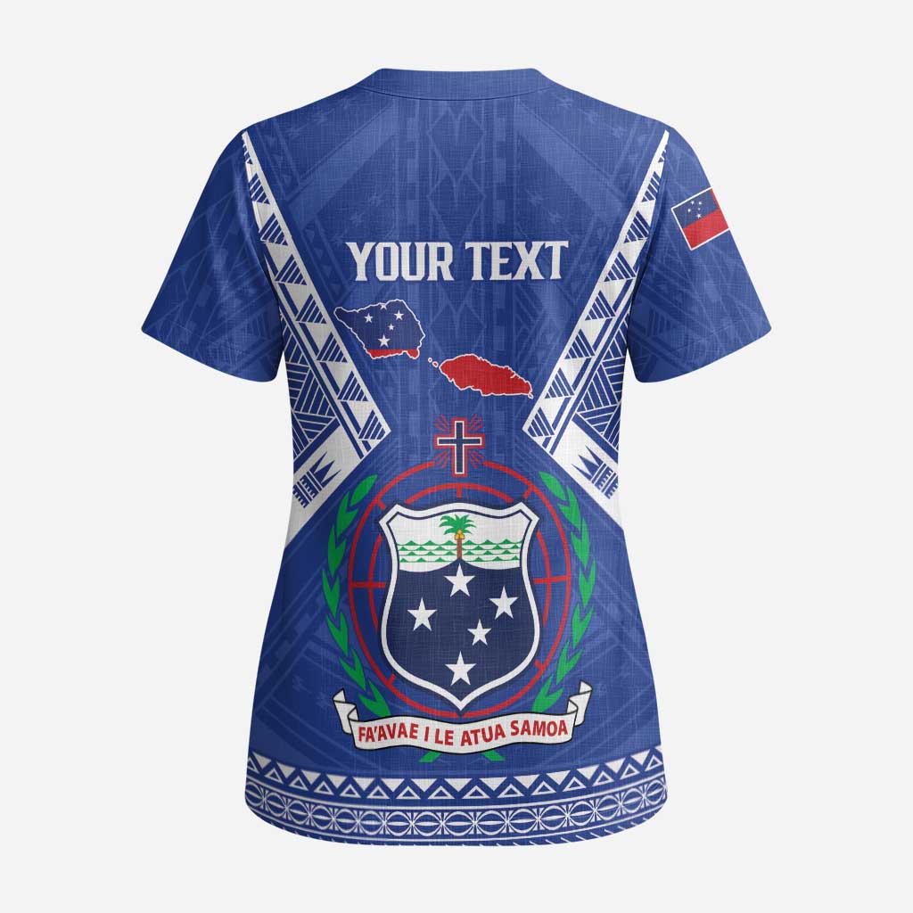 Personalised Samoa 685 Scrub Top Samoan Pride Coat Of Arms LT14 - Polynesian Pride