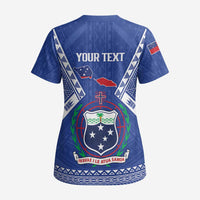 Personalised Samoa 685 Scrub Top Samoan Pride Coat Of Arms LT14 - Polynesian Pride