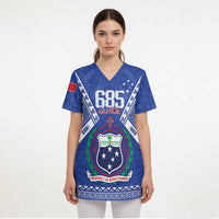 Personalised Samoa 685 Scrub Top Samoan Pride Coat Of Arms LT14 - Polynesian Pride