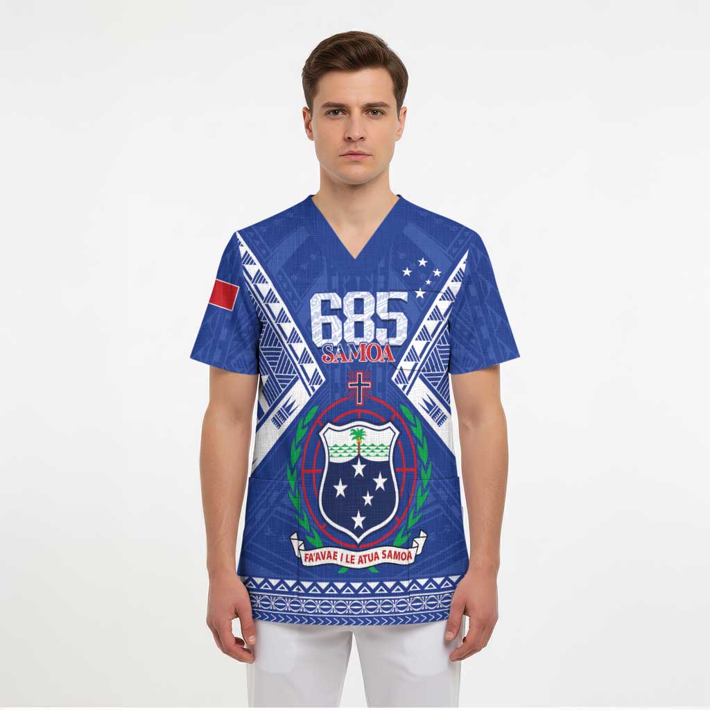 Personalised Samoa 685 Scrub Top Samoan Pride Coat Of Arms LT14 - Polynesian Pride