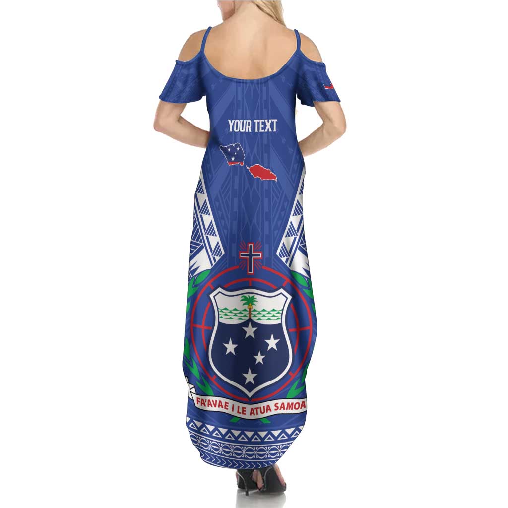 Personalised Samoa 685 Summer Maxi Dress Samoan Pride Coat Of Arms LT14 - Polynesian Pride