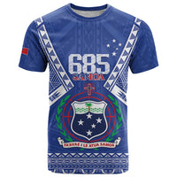 Personalised Samoa 685 T Shirt Samoan Pride Coat Of Arms LT14 Blue - Polynesian Pride