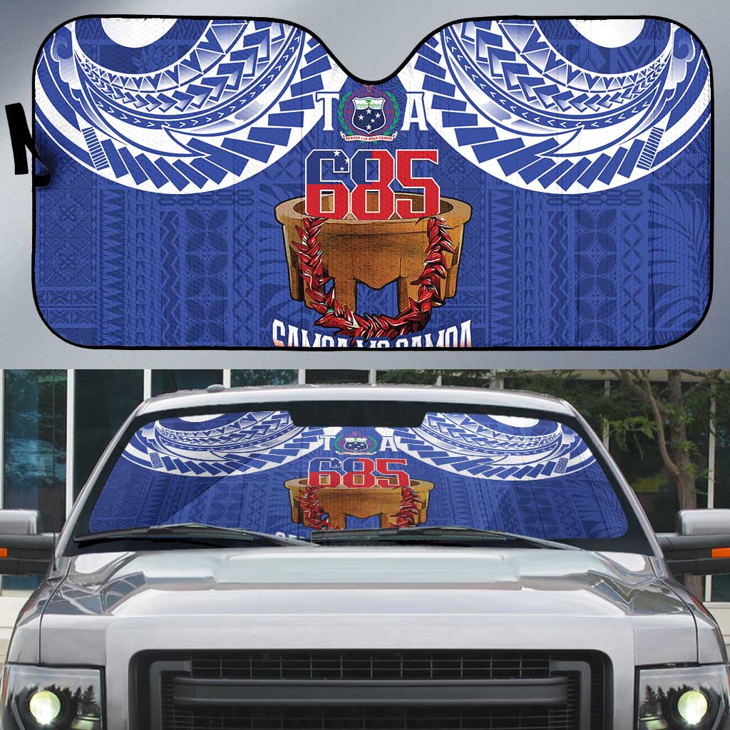 Toa Samoa Rugby Auto Sun Shade 685 Pride Tanoa Ula Fala LT14 Blue - Polynesian Pride