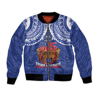 Toa Samoa Rugby Bomber Jacket 685 Pride Tanoa Ula Fala LT14 Unisex Blue - Polynesian Pride