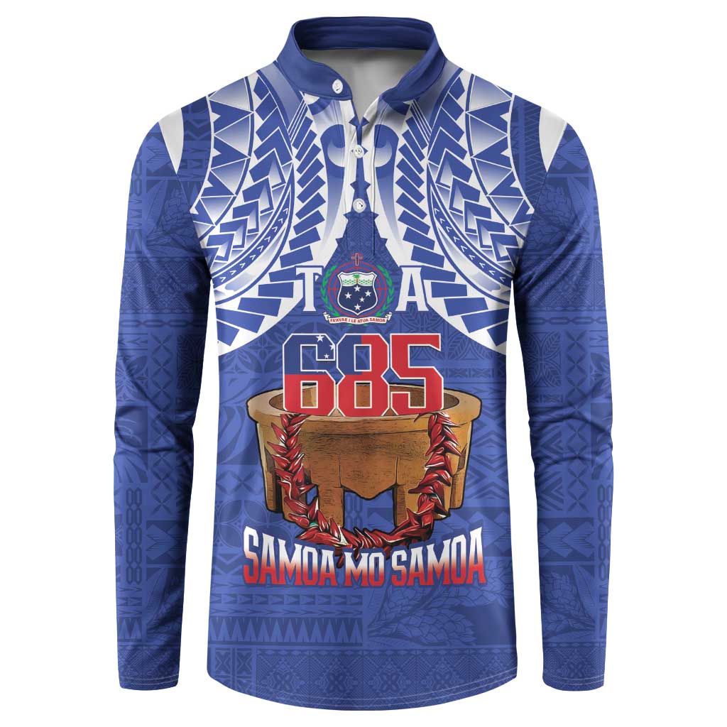 Toa Samoa Rugby Button Sweatshirt 685 Pride Tanoa Ula Fala LT14 Blue - Polynesian Pride