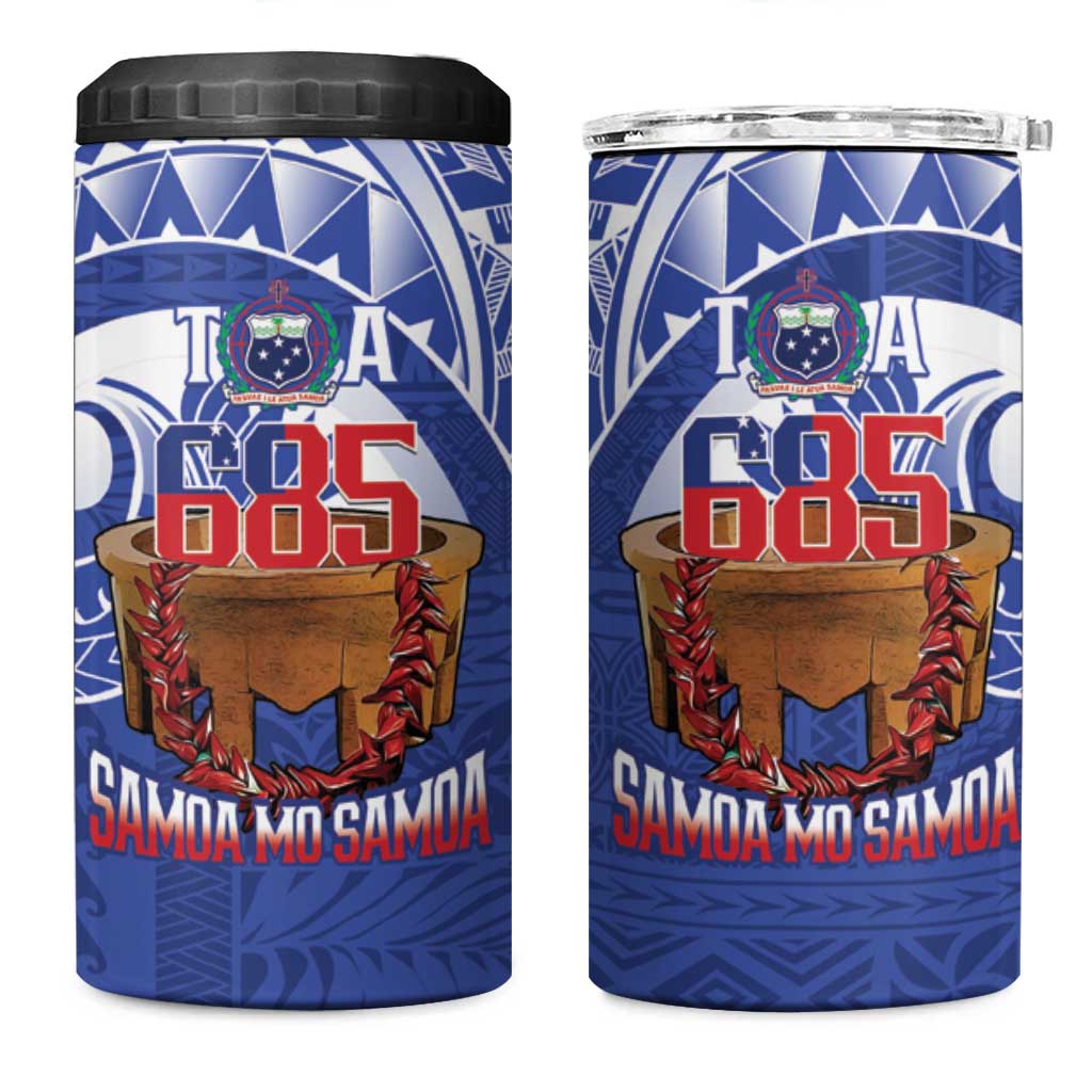 Toa Samoa Rugby 4 in 1 Can Cooler Tumbler 685 Pride Tanoa Ula Fala LT14 One Size: 16 oz Blue - Polynesian Pride