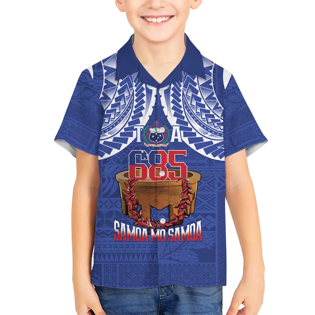 Toa Samoa Rugby Kid Hawaiian Shirt 685 Pride Tanoa Ula Fala LT14 Kid Blue - Polynesian Pride