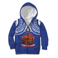 Toa Samoa Rugby Kid Hoodie 685 Pride Tanoa Ula Fala LT14 Zip Hoodie Blue - Polynesian Pride