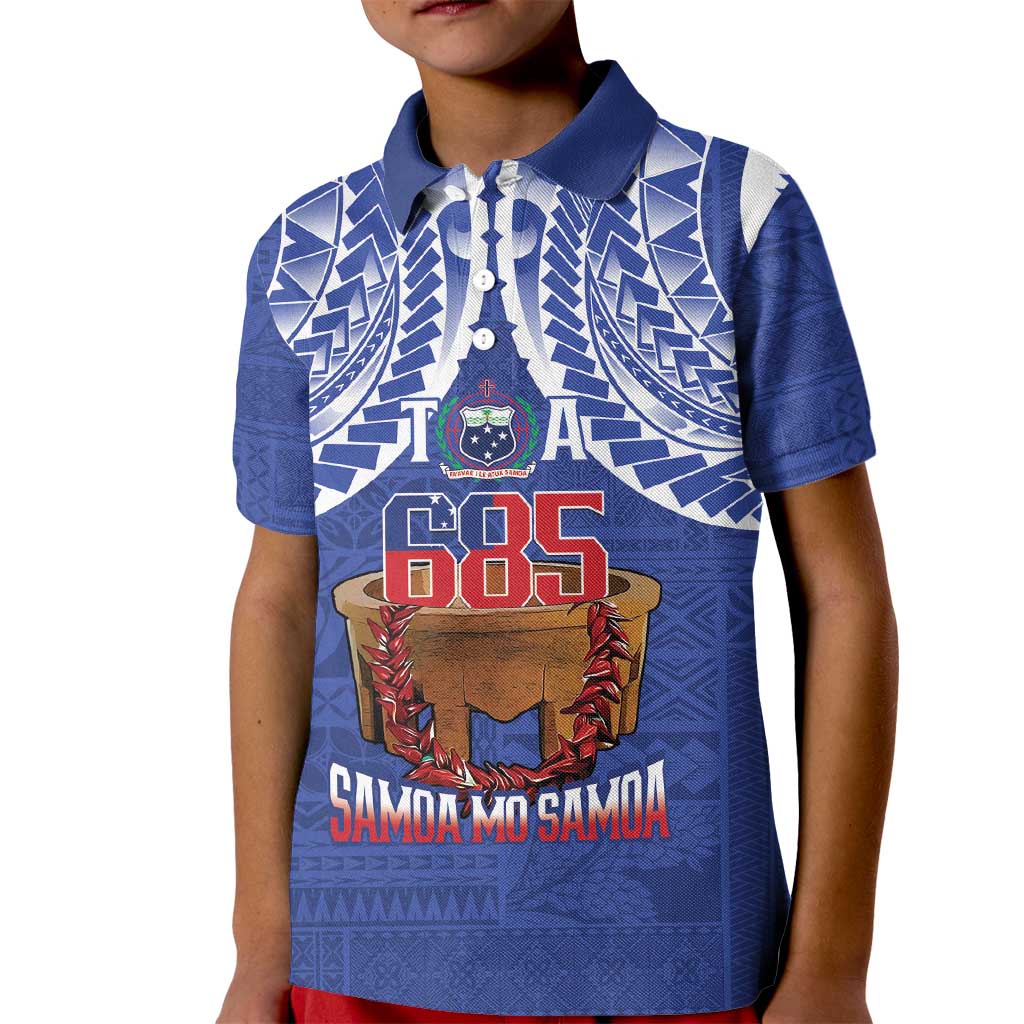 Toa Samoa Rugby Kid Polo Shirt 685 Pride Tanoa Ula Fala LT14 Kid Blue - Polynesian Pride