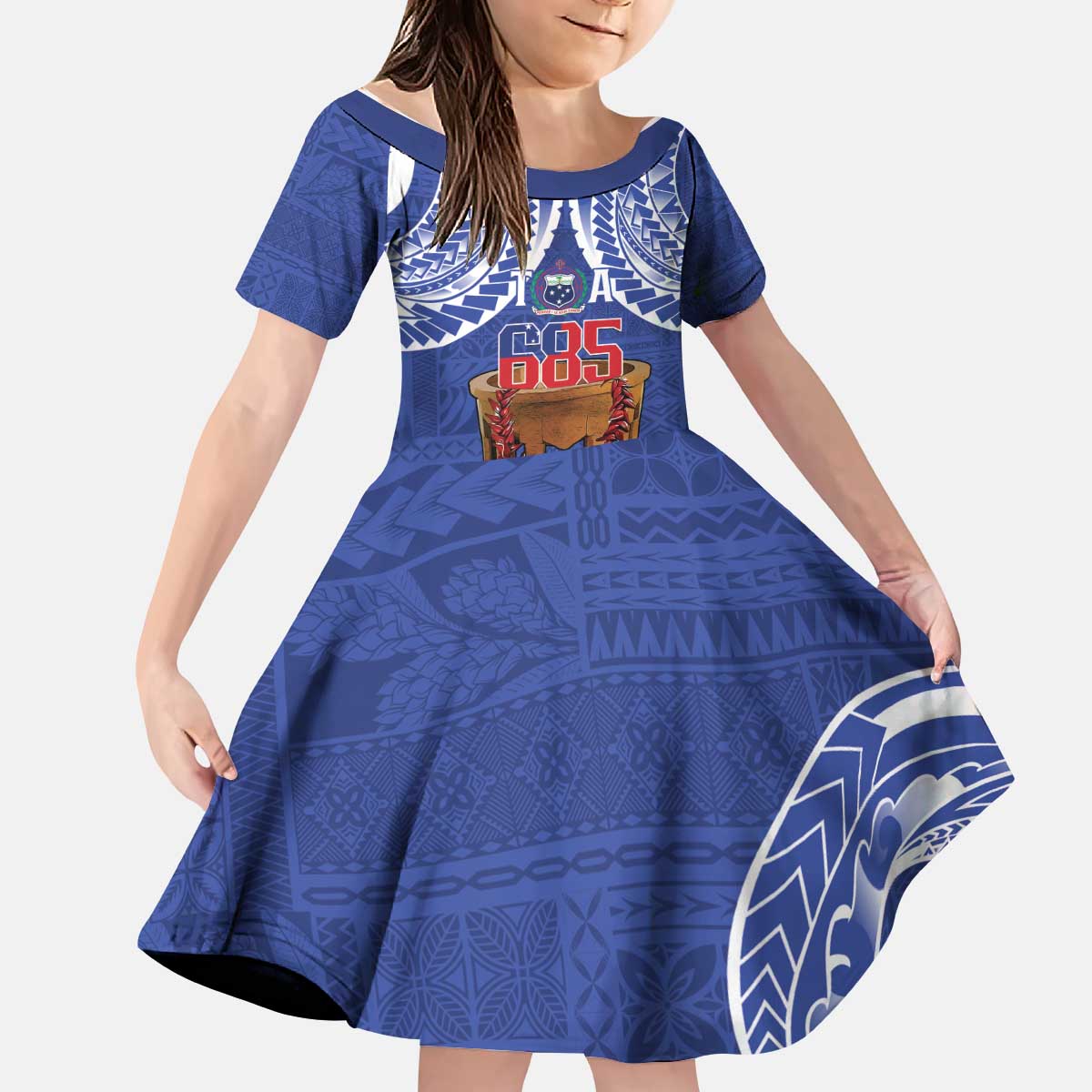 Toa Samoa Rugby Kid Short Sleeve Dress 685 Pride Tanoa Ula Fala LT14 KID Blue - Polynesian Pride