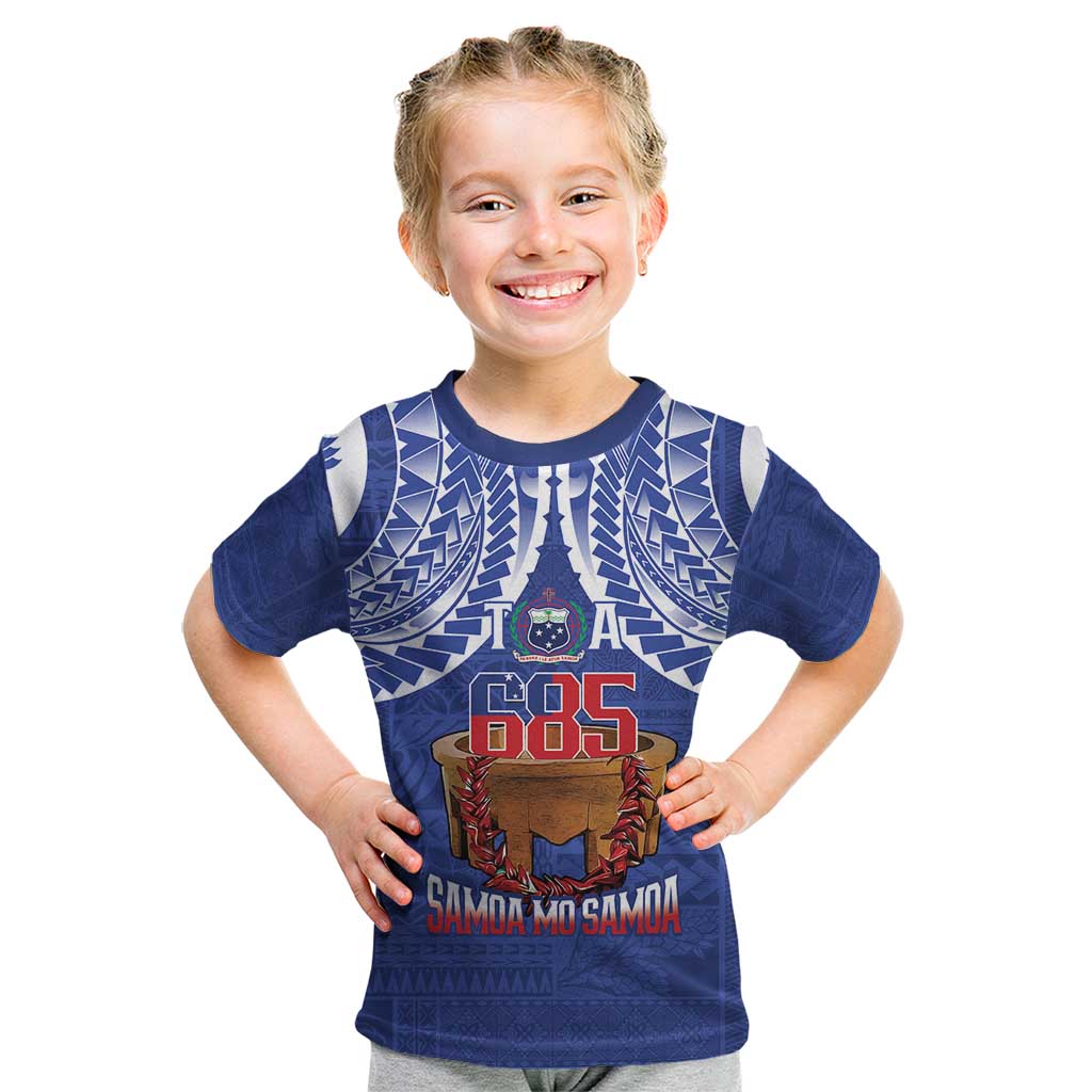 Toa Samoa Rugby Kid T Shirt 685 Pride Tanoa Ula Fala LT14 Blue - Polynesian Pride