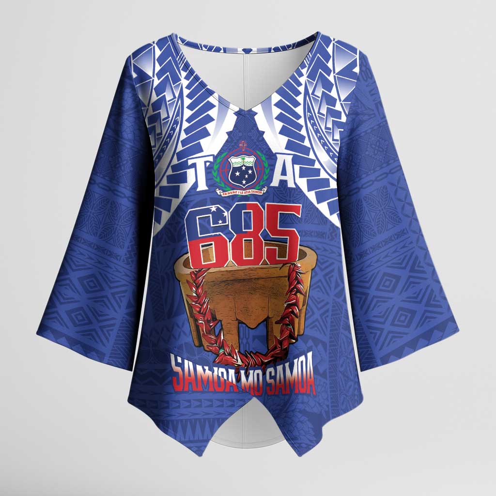Toa Samoa Rugby Kimono Sleeve Blouse 685 Pride Tanoa Ula Fala LT14 Female Blue - Polynesian Pride