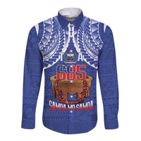 Toa Samoa Rugby Long Sleeve Button Shirt 685 Pride Tanoa Ula Fala LT14 Unisex Blue - Polynesian Pride