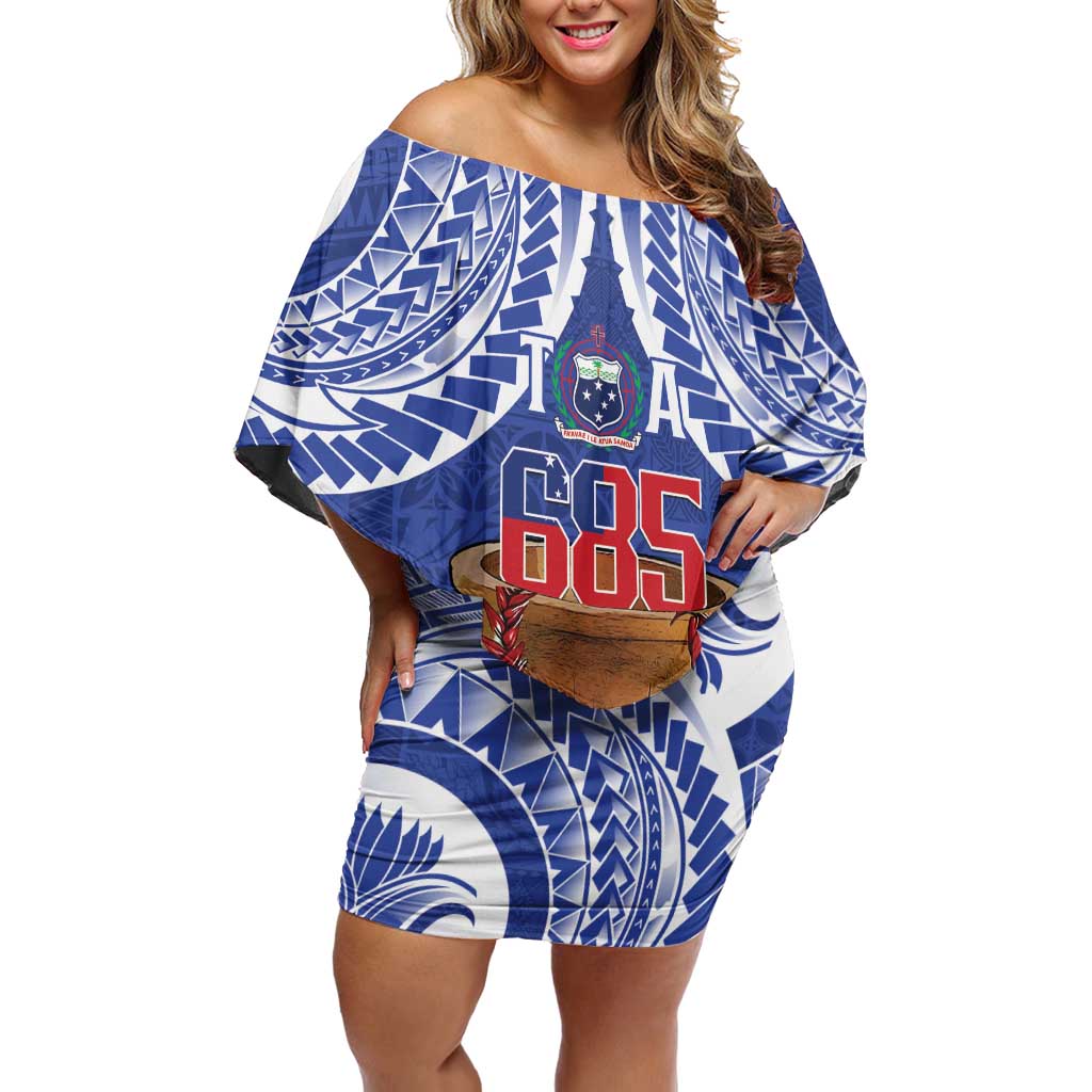 Toa Samoa Rugby Off Shoulder Short Dress 685 Pride Tanoa Ula Fala LT14 Women Blue - Polynesian Pride