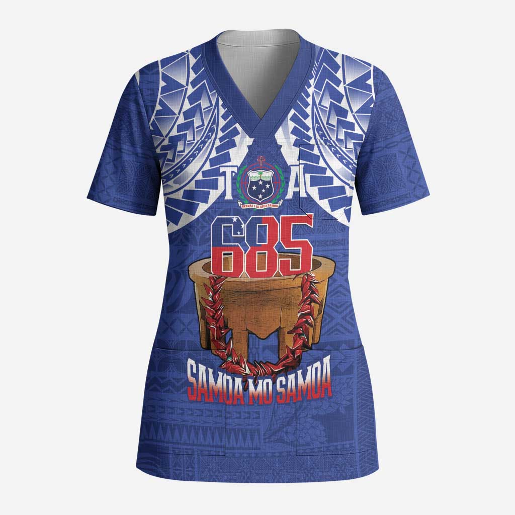 Toa Samoa Rugby Scrub Top 685 Pride Tanoa Ula Fala LT14 Adult Blue - Polynesian Pride
