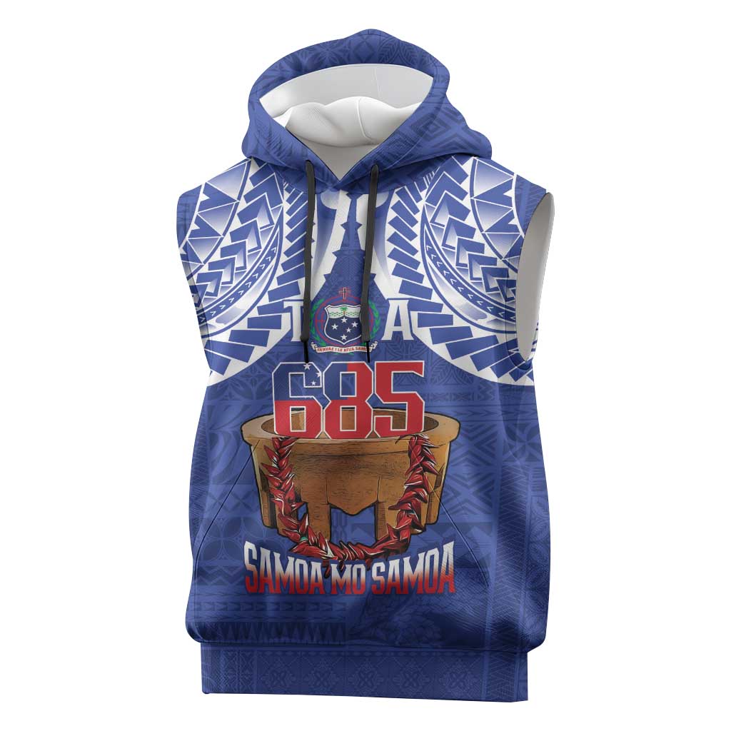 Toa Samoa Rugby Sleeveless Hoodie 685 Pride Tanoa Ula Fala LT14 Blue - Polynesian Pride
