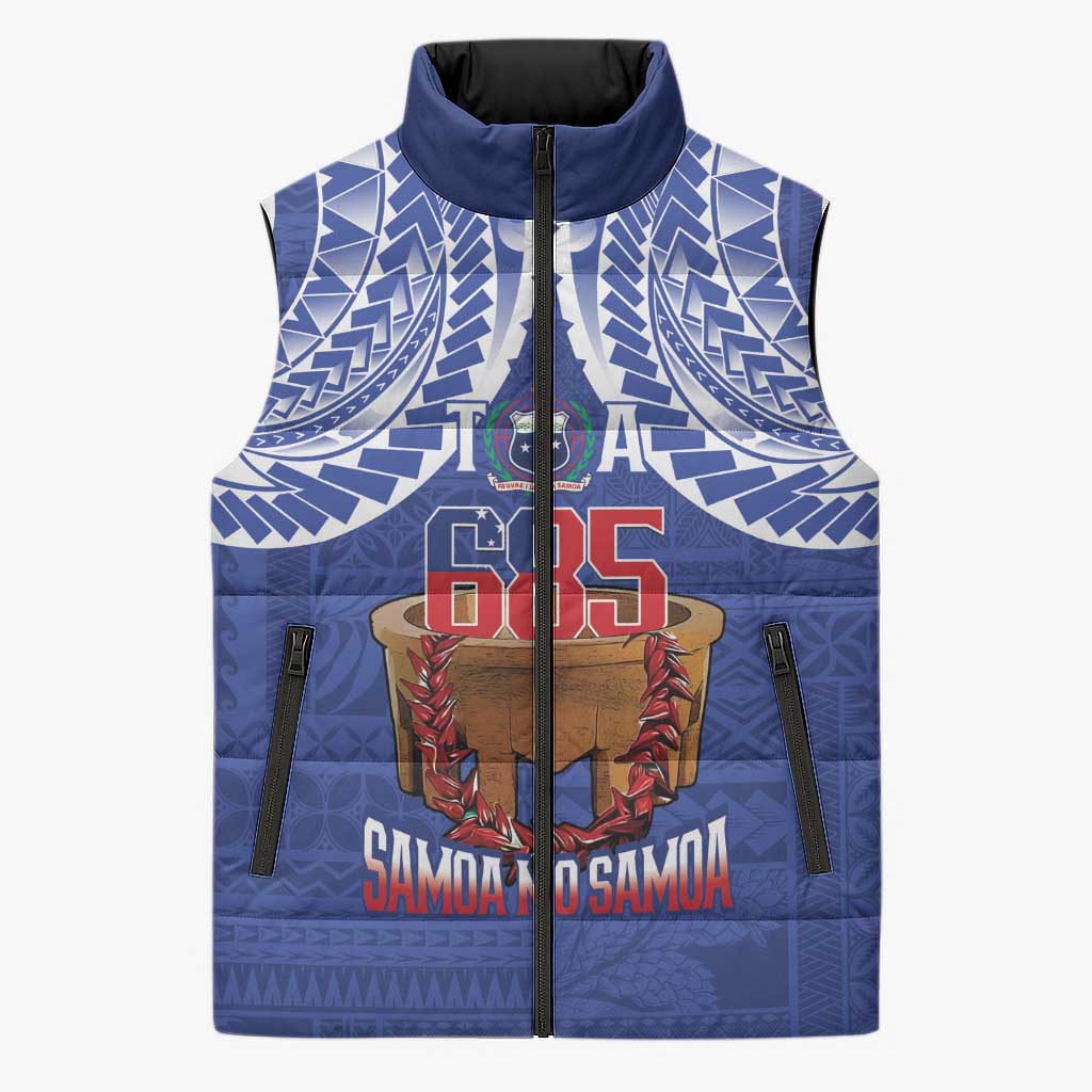 Toa Samoa Rugby Sleeveless Puffer Jacket 685 Pride Tanoa Ula Fala LT14 Unisex Blue - Polynesian Pride