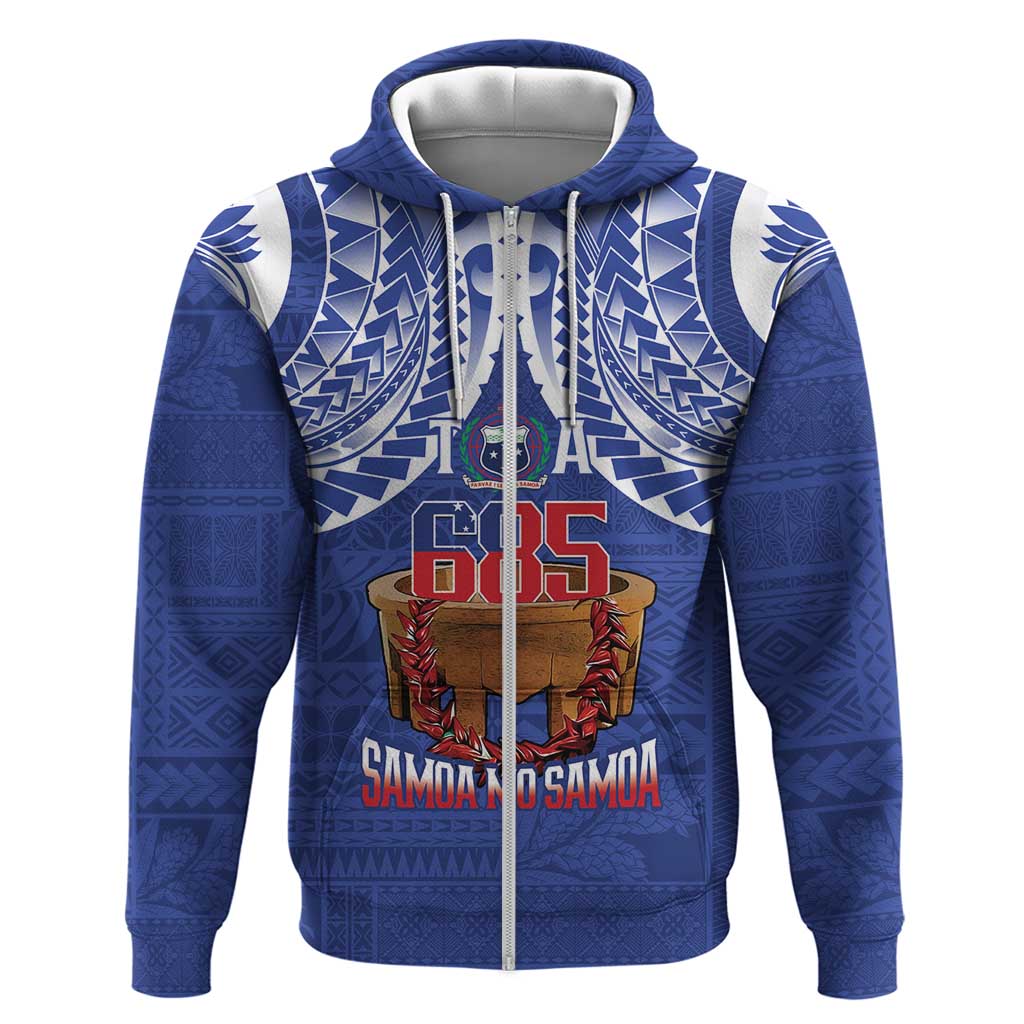 Toa Samoa Rugby Zip Hoodie 685 Pride Tanoa Ula Fala LT14 Zip Hoodie Blue - Polynesian Pride