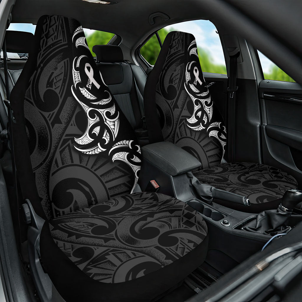 White Ribbon Day New Zealand Car Seat Cover Aotearoa Maori Pattern LT14 One Size Black - Polynesian Pride